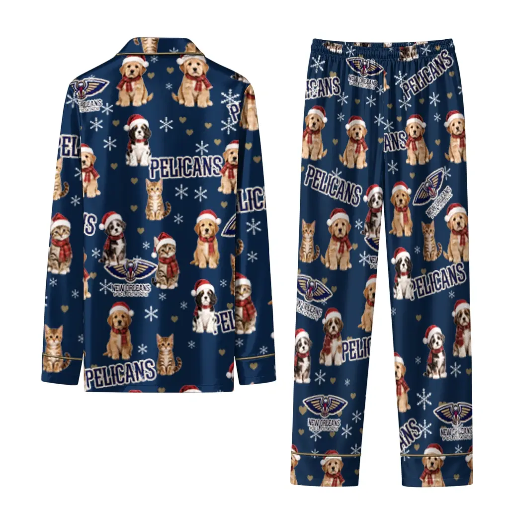 New Orleans Pelicans Long Pajama Set Personalized Animal Scatter Navy Fashion Forward New Orleans Pelicans Long Pajama Set Personalized Animal Scatter Navy Fashion Forward