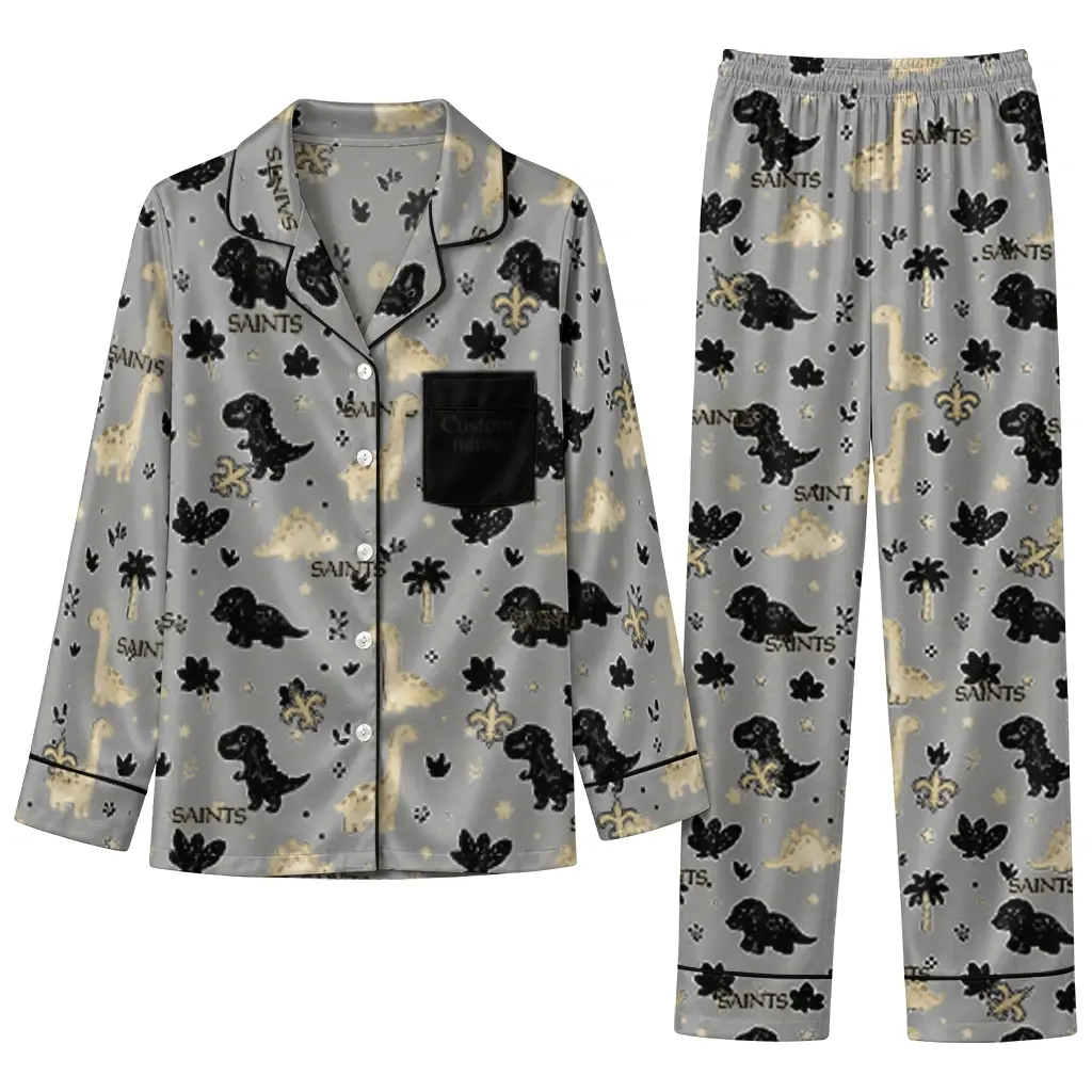 New Orleans Saints Long Pajama Set Customized Character Scatter Best Selling New Orleans Saints Long Pajama Set Customized Character Scatter Best Selling