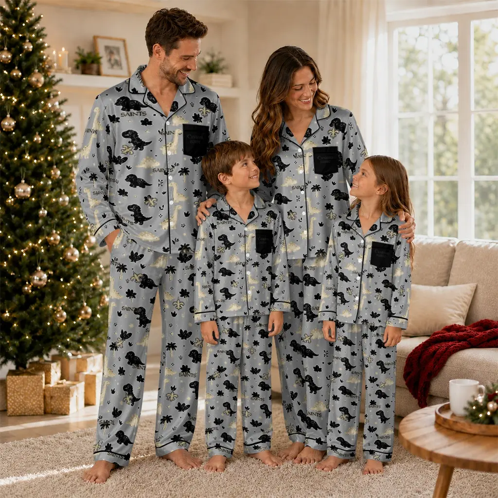 New Orleans Saints Long Pajama Set Customized Character Scatter Latest Model New Orleans Saints Long Pajama Set Customized Character Scatter Latest Model