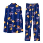 New York Giants Long Pajama Set Custom Snack Scatter Blue Best Selling