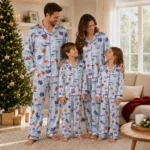 new york giants long pajama set customized ribbon florals blue best selling.webp