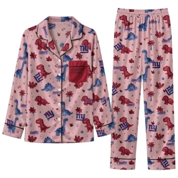 New York Giants Long Pajama Set Personalized Character Scatter Best Selling