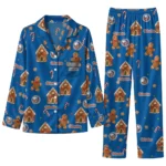 New York Islanders Long Pajama Set Custom Candy Scatter Blue Best Selling