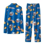 New York Islanders Long Pajama Set Custom Snack Scatter Blue Best Selling