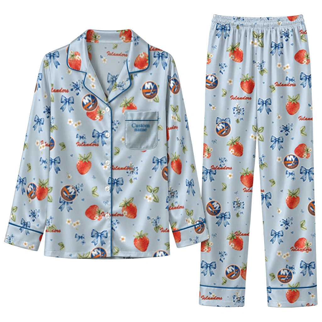 new york islanders long pajama set customized ribbon florals blue best selling.webp new york islanders long pajama set customized ribbon florals blue best selling.webp