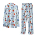 new york islanders long pajama set customized ribbon florals blue best selling.webp