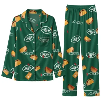 New York Jets Long Pajama Set Customized Snack Scatter Green Best Selling
