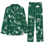 New York Jets Long Pajama Set Personalized Cloud Stars Green Best Selling