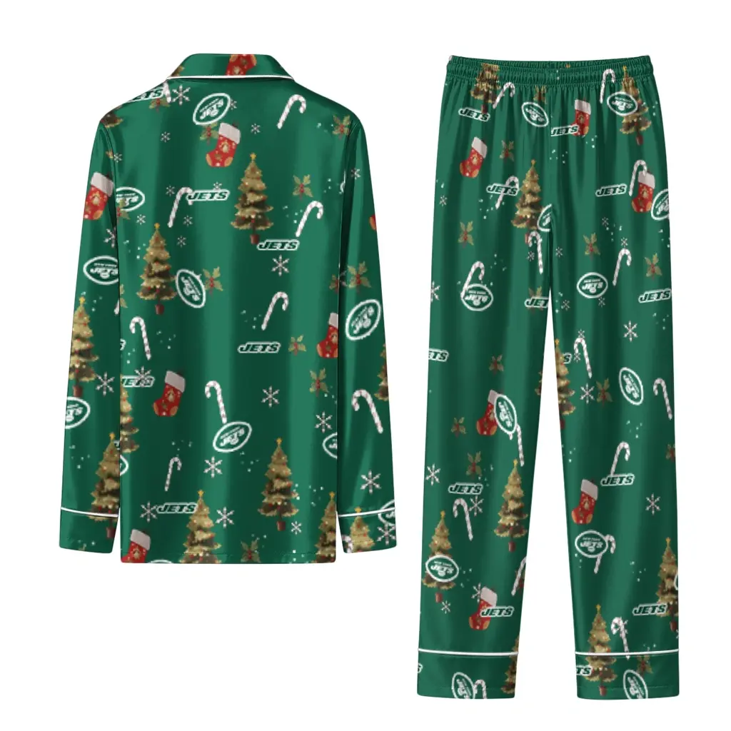 New York Jets Long Pajama Set Personalized Sprig Scatter Green Fashion Forward New York Jets Long Pajama Set Personalized Sprig Scatter Green Fashion Forward