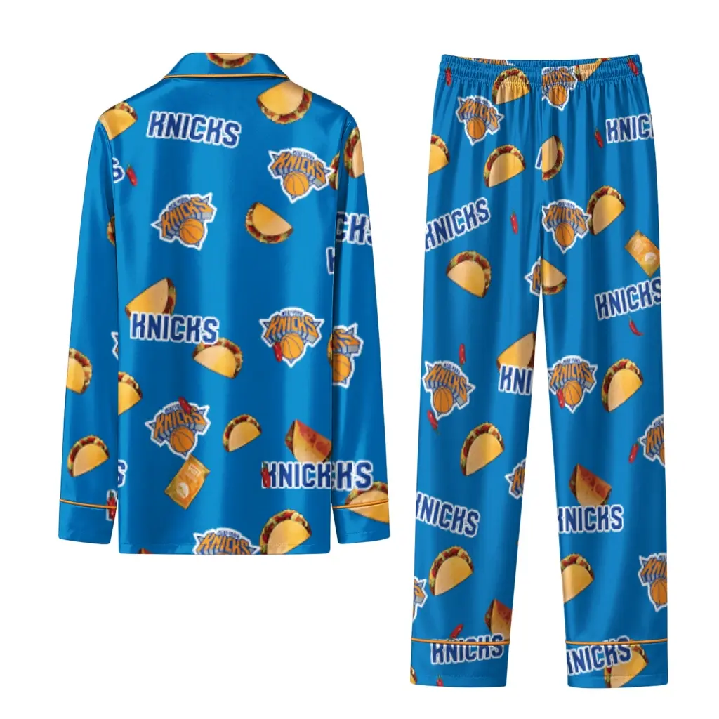 New York Knicks Long Pajama Set Customized Snack Scatter Blue Fashion Forward New York Knicks Long Pajama Set Customized Snack Scatter Blue Fashion Forward