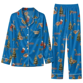 New York Knicks Long Pajama Set Personalized Sprig Scatter Blue Best Selling