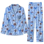 new york mets long pajama set customized ribbon chains blue best selling.webp