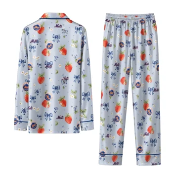 new york mets long pajama set customized ribbon florals blue fashion forward.webp