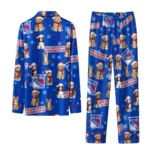 New York Rangers Long Pajama Set Custom Animal Scatter Blue Best Selling