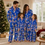 New York Rangers Long Pajama Set Custom Animal Scatter Blue Best Selling