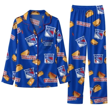 New York Rangers Long Pajama Set Customized Snack Scatter Blue Best Selling