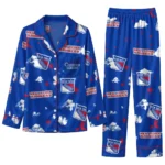 New York Rangers Long Pajama Set Personalized Cloud Stars Blue Best Selling