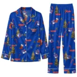 New York Rangers Long Pajama Set Personalized Sprig Scatter Blue Best Selling