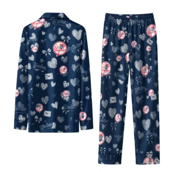 new york yankees long pajama set custom heart charms navy fashion forward.webp