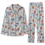 new york yankees long pajama set personalized ribbon florals navy best selling.webp
