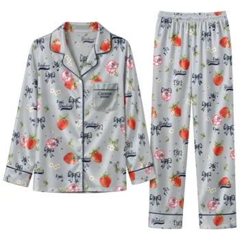 new york yankees long pajama set personalized ribbon florals navy best selling.webp