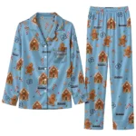 North Carolina Tar Heels Long Pajama Set Personalized Candy Scatter Light Blue Best Selling
