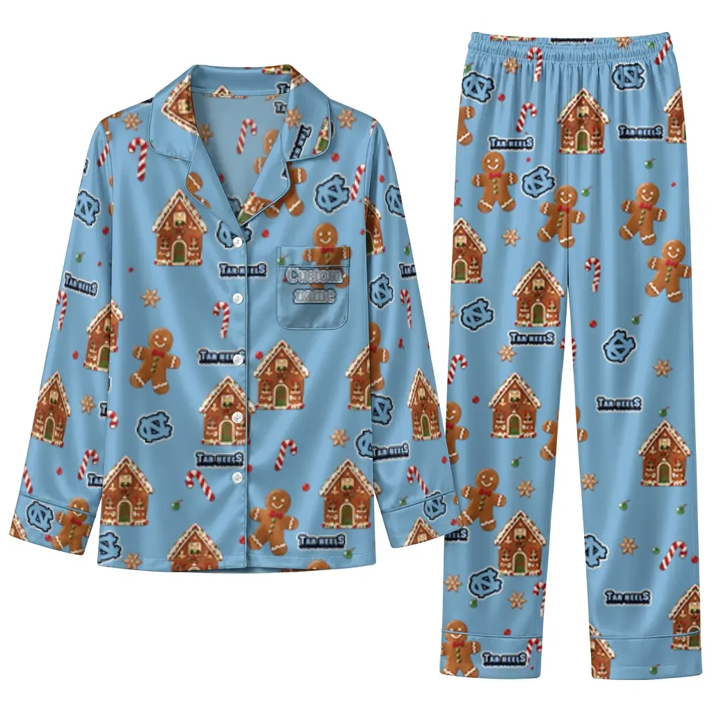 North Carolina Tar Heels Long Pajama Set Personalized Candy Scatter Light Blue Best Selling North Carolina Tar Heels Long Pajama Set Personalized Candy Scatter Light Blue Best Selling