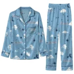North Carolina Tar Heels Long Pajama Set Personalized Cloud Stars Light Blue Best Selling