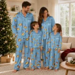 North Carolina Tar Heels Long Pajama Set Personalized Snack Scatter Light Blue Best Selling