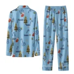 North Carolina Tar Heels Long Pajama Set Personalized Sprig Scatter Light Blue Best Selling