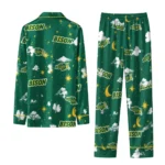 North Dakota State Bison Long Pajama Set Custom Cloud Stars Green Best Selling
