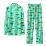 North Dakota State Bison Long Pajama Set Custom Ribbon Chains Green Best Selling