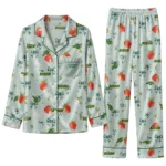 North Dakota State Bison Long Pajama Set Custom Ribbon Florals Green Best Selling