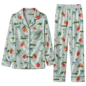 North Dakota State Bison Long Pajama Set Custom Ribbon Florals Green Best Selling