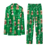 North Texas Mean Green Long Pajama Set Custom Animal Scatter Green Best Selling