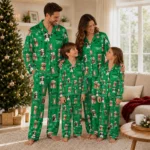 North Texas Mean Green Long Pajama Set Custom Animal Scatter Green Best Selling