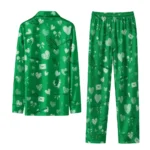 North Texas Mean Green Long Pajama Set Custom Heart Charms Green Best Selling