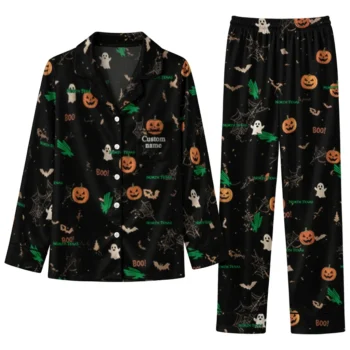 North Texas Mean Green Long Pajama Set Custom Icon Confetti Black Best Selling