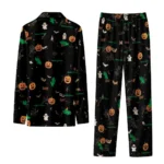North Texas Mean Green Long Pajama Set Custom Icon Confetti Black Best Selling