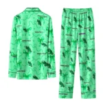 North Texas Mean Green Long Pajama Set Custom Ribbon Chains Green Best Selling