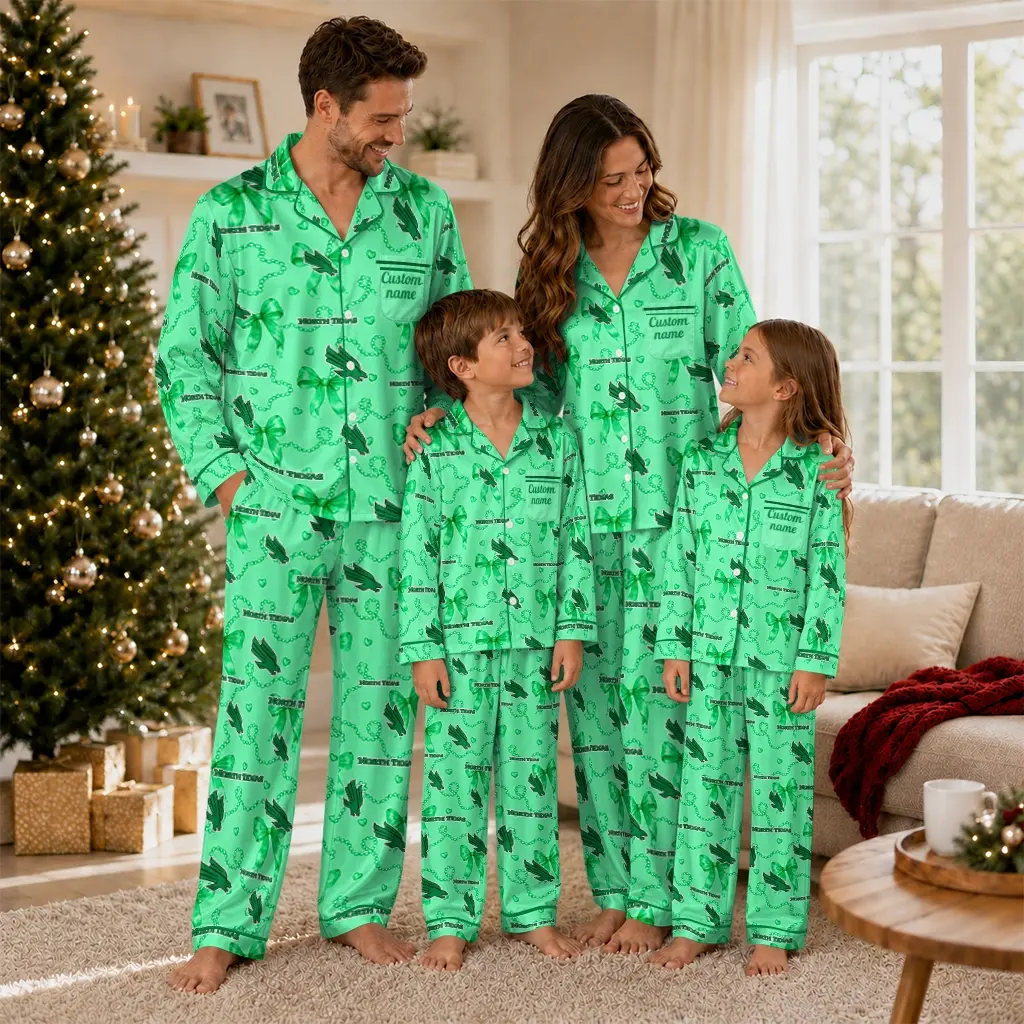North Texas Mean Green Long Pajama Set Custom Ribbon Chains Green Latest Model North Texas Mean Green Long Pajama Set Custom Ribbon Chains Green Latest Model