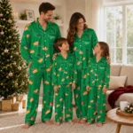 North Texas Mean Green Long Pajama Set Custom Snack Scatter Green Best Selling