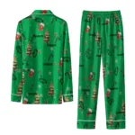 North Texas Mean Green Long Pajama Set Custom Sprig Scatter Green Best Selling
