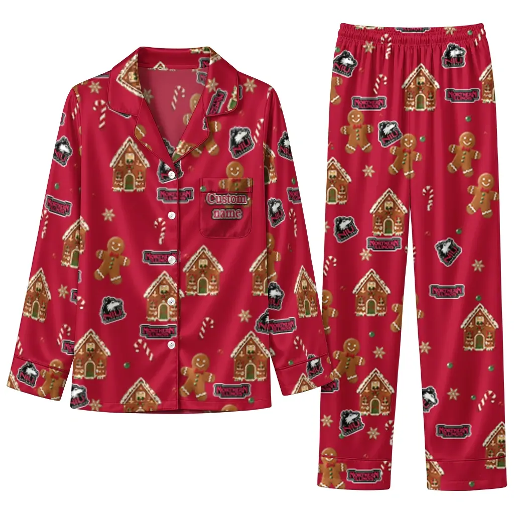 Northern Illinois Huskies Long Pajama Set Customized Candy Scatter Red Best Selling Northern Illinois Huskies Long Pajama Set Customized Candy Scatter Red Best Selling