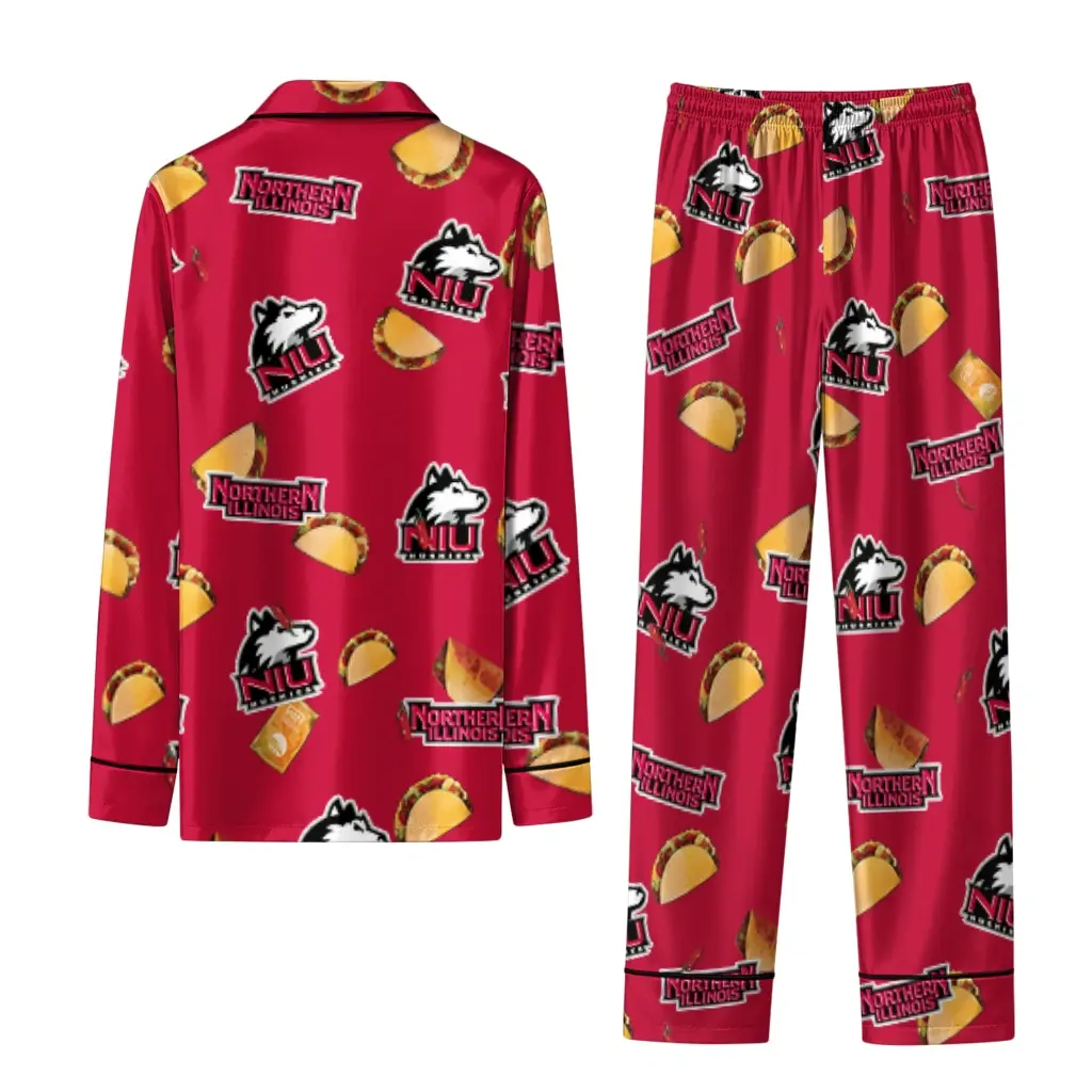 Northern Illinois Huskies Long Pajama Set Customized Snack Scatter Red Fashion Forward Northern Illinois Huskies Long Pajama Set Customized Snack Scatter Red Fashion Forward