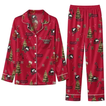 Northern Illinois Huskies Long Pajama Set Customized Sprig Scatter Red Best Selling