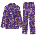 Northwestern Wildcats Long Pajama Set Personalized Animal Scatter Purple Best Selling