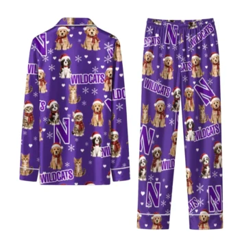 Northwestern Wildcats Long Pajama Set Personalized Animal Scatter Purple Fashion Forward