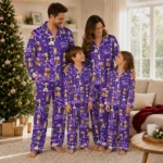 Northwestern Wildcats Long Pajama Set Personalized Animal Scatter Purple Best Selling