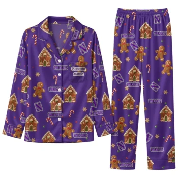 Northwestern Wildcats Long Pajama Set Personalized Candy Scatter Purple Best Selling